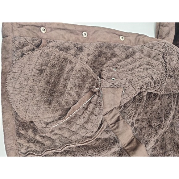 Liz Claiborne Quilted Snap Front Jacket Brown Faux Suede Lined Collar Size M - Picture 13 of 15
